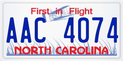 NC license plate AAC4074