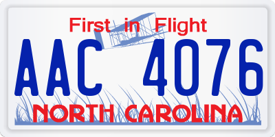 NC license plate AAC4076