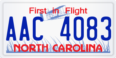 NC license plate AAC4083