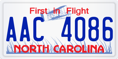 NC license plate AAC4086