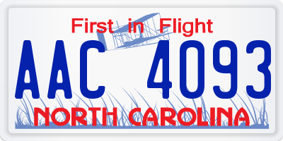NC license plate AAC4093