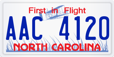 NC license plate AAC4120