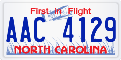 NC license plate AAC4129