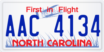 NC license plate AAC4134