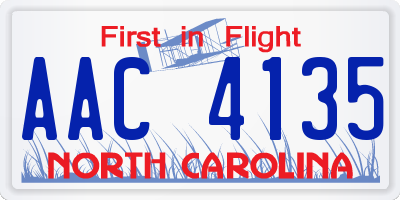 NC license plate AAC4135