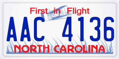 NC license plate AAC4136