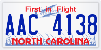 NC license plate AAC4138