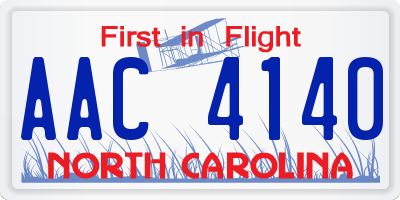 NC license plate AAC4140