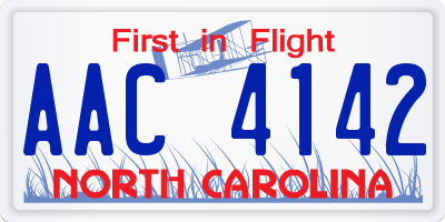 NC license plate AAC4142