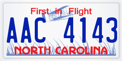 NC license plate AAC4143