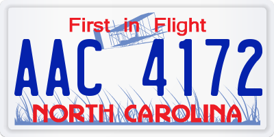 NC license plate AAC4172