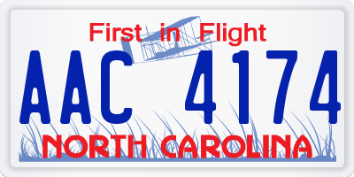 NC license plate AAC4174