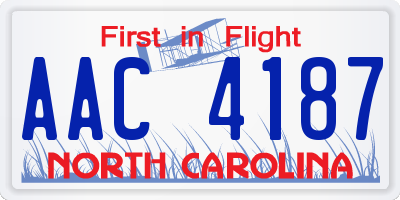 NC license plate AAC4187