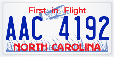 NC license plate AAC4192