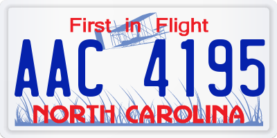 NC license plate AAC4195
