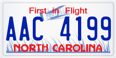 NC license plate AAC4199