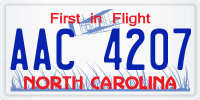 NC license plate AAC4207