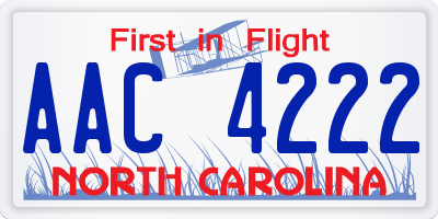 NC license plate AAC4222