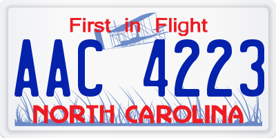 NC license plate AAC4223