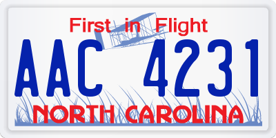 NC license plate AAC4231