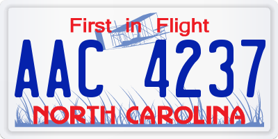 NC license plate AAC4237