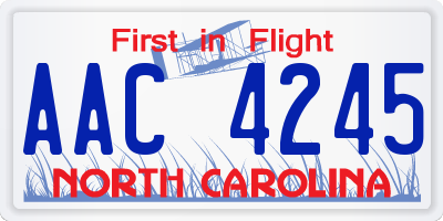 NC license plate AAC4245