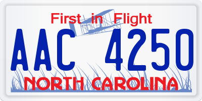NC license plate AAC4250