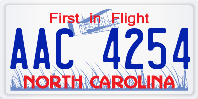 NC license plate AAC4254
