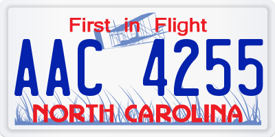 NC license plate AAC4255