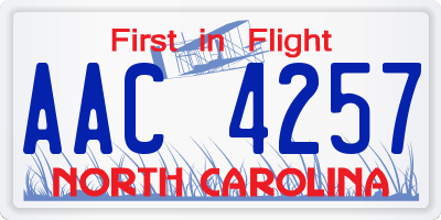 NC license plate AAC4257