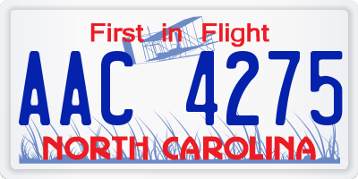 NC license plate AAC4275