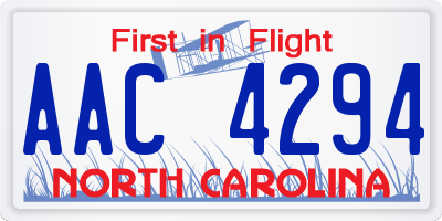 NC license plate AAC4294