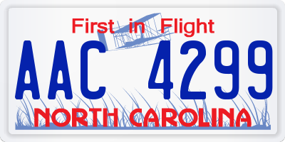 NC license plate AAC4299