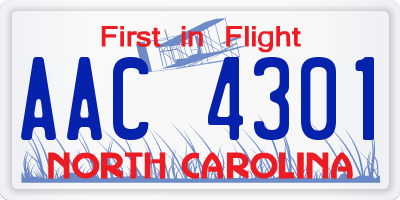 NC license plate AAC4301