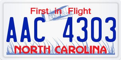 NC license plate AAC4303