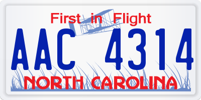 NC license plate AAC4314