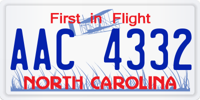 NC license plate AAC4332