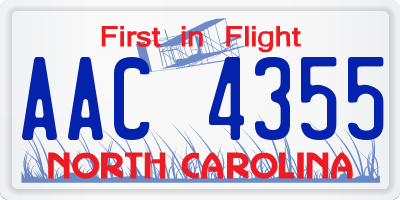 NC license plate AAC4355