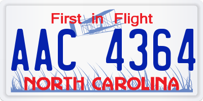NC license plate AAC4364