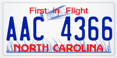 NC license plate AAC4366