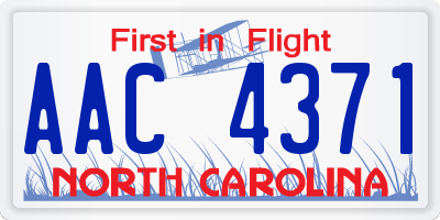 NC license plate AAC4371