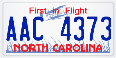 NC license plate AAC4373