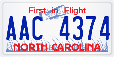 NC license plate AAC4374