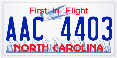 NC license plate AAC4403