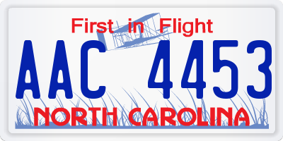 NC license plate AAC4453