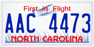NC license plate AAC4473