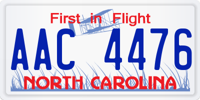 NC license plate AAC4476
