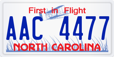 NC license plate AAC4477