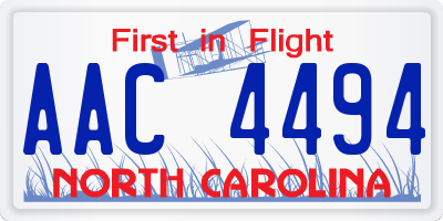 NC license plate AAC4494