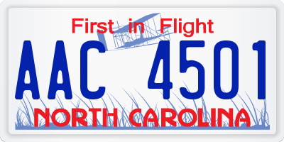 NC license plate AAC4501